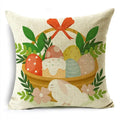 Axyaa Easter Pillowcase with Colored Eggs and Rabbit Print