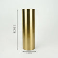 Axyaa Gold Brass Cylinder Vase Artificial Flowers Decor Desk Decoration Minimalism Metal Vases