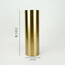 Axyaa Gold Brass Cylinder Vase Artificial Flowers Decor Desk Decoration Minimalism Metal Vases