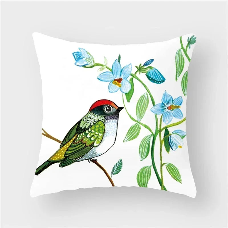 Axyaa Decorative Cushion Cover Throw Pillow 45*45 Sofa Flower Bird Animal Pillowcase
