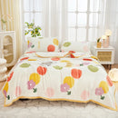 Axyaa Nordic Flower Print Plush Flannel Blanket, Soft Throw for Sofa Couch Bed