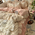 Axyaa Princess Floral Ruffles Bedding Set with Soft Duvet Cover, Bed Sheet, Pillowcases