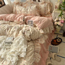 Axyaa Princess Floral Ruffles Bedding Set with Soft Duvet Cover, Bed Sheet, Pillowcases