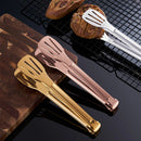 Axyaa Stainless Steel BBQ Tongs - Three Wire Clip for Meat & Salad