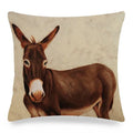 Axyaa Donkey Print Cushion Cover 45x45cm Cute Animals Linen Pillowcase for Home Decor