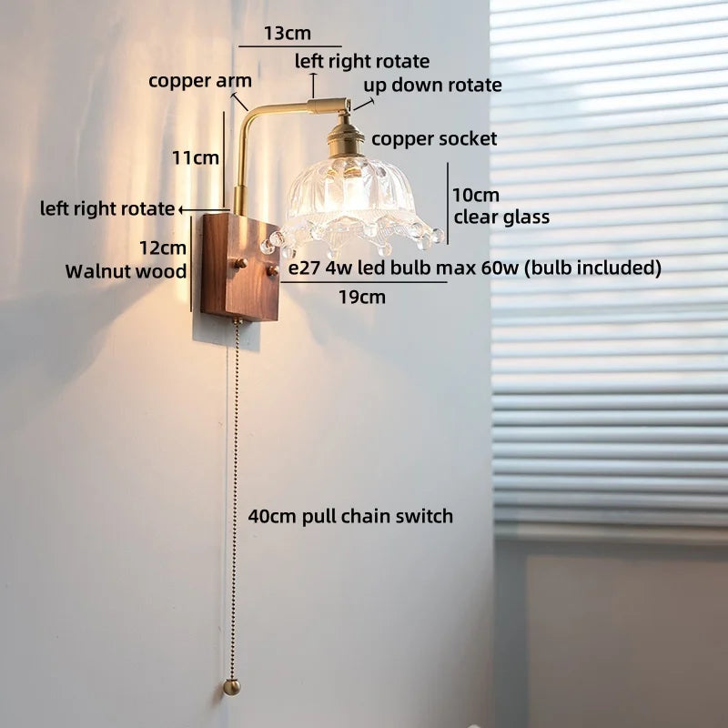 Axyaa Clear Glass LED Wall Light Fixture for Modern Nordic Design