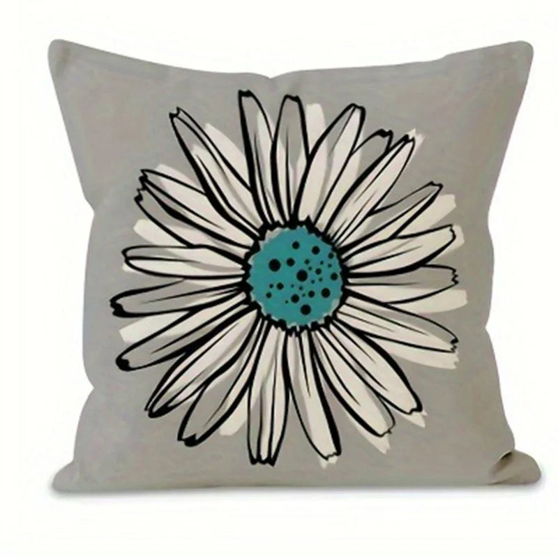 Axyaa Blue Gray Floral Pattern Printing Pillowcase - Fashionable Home Furnishing