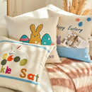 Axyaa Easter Bunny Cushion Cover - Cozy Embroidered Canvas Pillow for Living Room