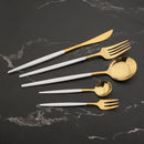 Axyaa 30-Piece White Gold Stainless Steel Cutlery Set