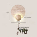 Axyaa Wabi Sabi LED Wall Lamp Circular Yellow Travertine Bedroom Bathroom Mirror Light