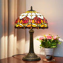 Axyaa Stained Glass Rose Table Lamp Vintage Desk Light Mediterranean Style