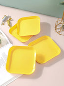 Axyaa Yellow Plastic Snack Plate Set for Home Kitchen Restaurant Dessert Fruit