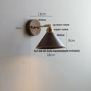 Axyaa Copper Lampshade LED Wall Sconce Walnut Wood Mirror Light