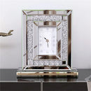 Axyaa Silver Glass Desk Clock with Crushed Diamond Edge, 30x9.6x33cm
