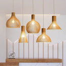 Axyaa Wooden Birdcage Pendant Light: Creative Zen Decoration for Living Room & Restaurant