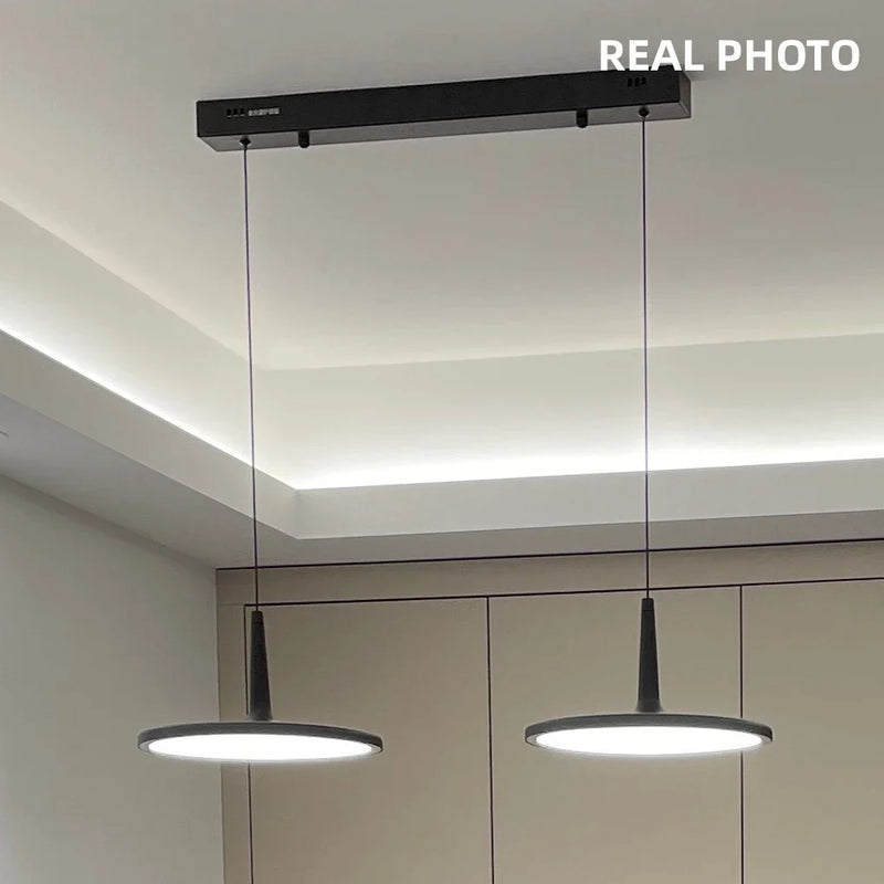 Axyaa Nordic Minimalist Chandelier: Modern Black/White Metal Pendant Light for Dining Room