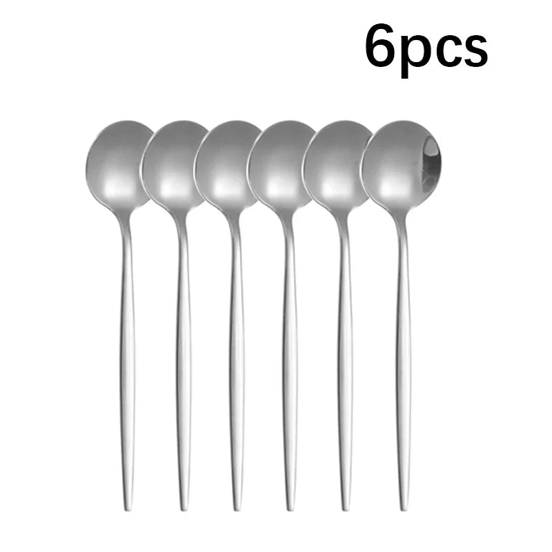 Axyaa 6/30pc Stainless Steel Western Cutlery Set Steak Knife Fork Spoon Coffee Dessert Fork