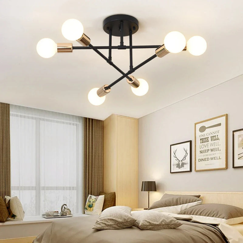 Axyaa Nordic Sputnik Ceiling Chandelier Semi Flush Mount LED Lighting Fixture