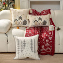 Axyaa Christmas Snowflake Embroidered Pillowcase Set - Beige Cotton Cover - 30x50/45x45cm