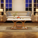 Axyaa 2-Tier Faux Marble Wood Coffee Table, 47.24-inch Modern Living Room Coffee Table