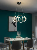 Axyaa Modern Gold/Black Ring Chandelier for Home Decor, 58W LED Pendant Light