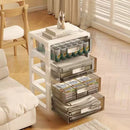 Axyaa 3-6 Tier Storage Cabinet in Transparent Cream: Space-Saving & Large Capacity Organizer