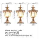 Axyaa Retro Outdoor Wall Light - Waterproof IP65 Pillar Post Lamp in Classical Design