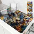 Axyaa Wolf Kitchen Drying Mat: Absorbent Placemat for Cup Drying & Table Decoration