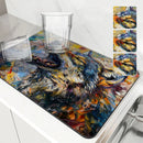 Axyaa Wolf Kitchen Drying Mat: Absorbent Placemat for Cup Drying & Table Decoration