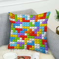 Axyaa Building Blocks Cushion Cover - 45*45 Decorative Pillowcase for Bed & Lounge Chairs