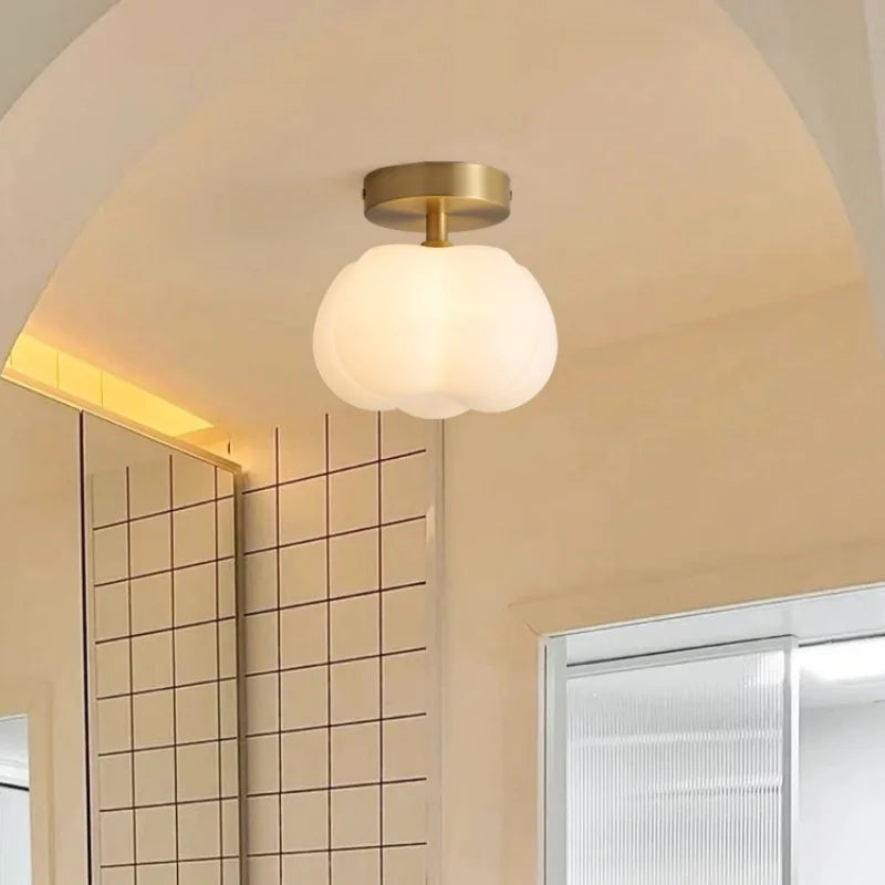 Axyaa Cream LED Ceiling Lamp Halloween Decor Cotton Nordic Lights Fixtures