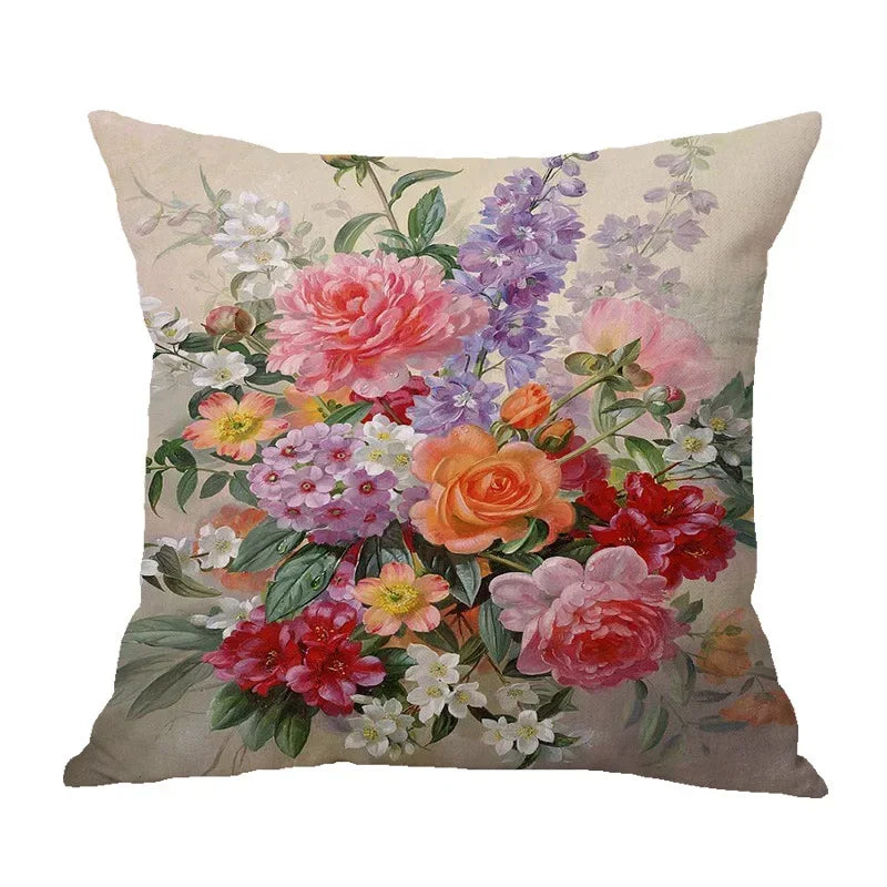 Axyaa Retro Safflower Oil Painting Pillowcase