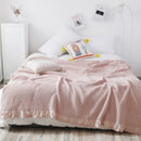 Axyaa Cotton Knitted Waffle Blanket - Soft Japanese Embossed Plaid Throw