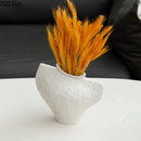 Axyaa Ceramic Vase Minimalist Flower Pot White Desk Decor Aesthetic Room Floral Arrangement