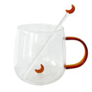 Axyaa 450ml Heat Resistant Glass Coffee Mug with Stirring Stick