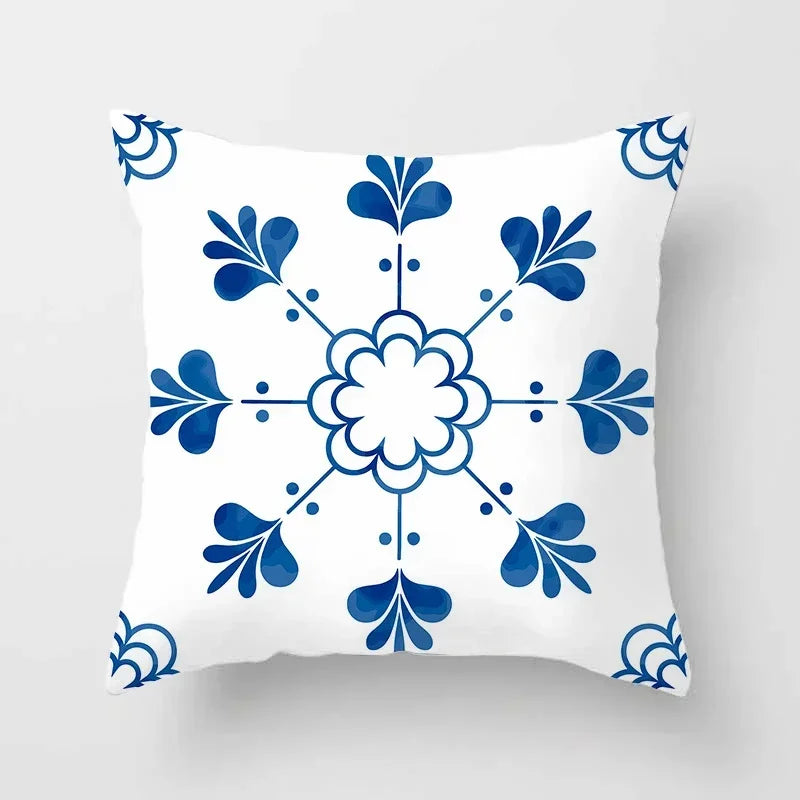 Blue Pattern Cushion Cover 45*45cm Pillowcase for Bedroom Sofa Home Decor by Axyaa