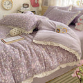 Axyaa French Lace Double Four-Piece Bedding Set with Wrinkled Yarn - 3-Piece Optional