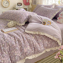 Axyaa French Lace Double Four-Piece Bedding Set with Wrinkled Yarn - 3-Piece Optional