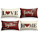 Red Black Plaid Linen Pillow Cover Customizable for Home Decor Axyaa