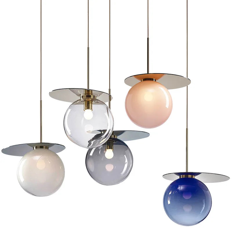 Nordic Glass Metal Pendant Lamp for Living Spaces by Axyaa