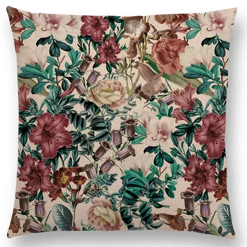 Axyaa Botanical Garden Floral Leaves Print Pillow Case Cover