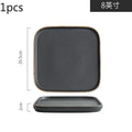 Axyaa Black Frosted Ceramic Steak Plates for Home & Commercial Use