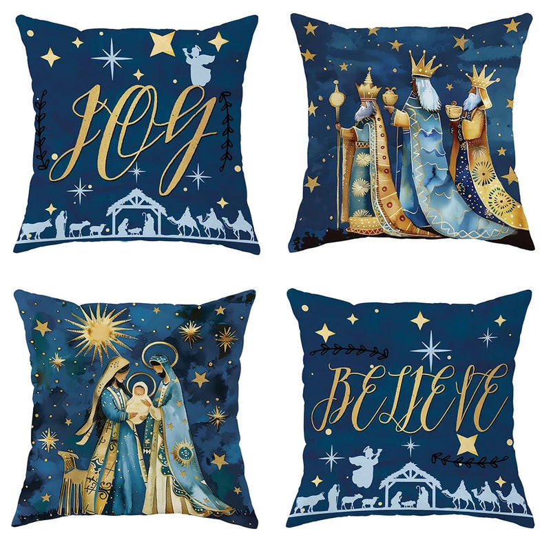 Axyaa Christmas Pillowcase Set for Living Room Sofa and Bedroom Decoration