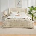 Axyaa Cable Knit Chenille Sherpa Throw Blanket for Sofa Couch Twin Comfort