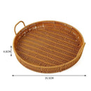 Axyaa Handwoven Rattan Basket with Handle - Food Storage Tray, Wicker Storage Organizer