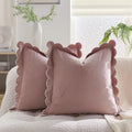 Axyaa Wave Fringed Velvet Cushion Cover in Various Colors