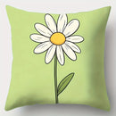 Axyaa 4pcs Set Sofa Pillow Cover Dwarf Floral 17.7"x17.7" Single-Sided Print Home Decor