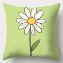 Axyaa Dwarf & Floral Pillowcase Set of 4, 17.7"x17.7", Single-Sided Print Home Decor