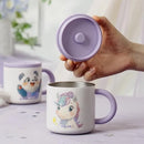 Axyaa Cute Cartoon Animals 300ML Thermal Mug Stainless Steel Tumbler with Handle