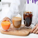 Axyaa Double Layer Glass Cup - Heat-Resistant, Round Egg Shape with Handle